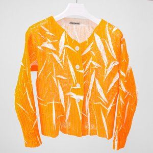 Issey Miyake Pleated Mesh Orange Jacket